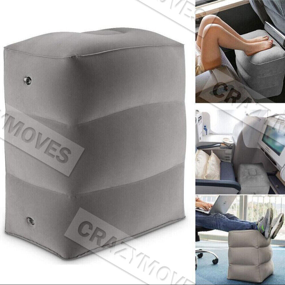 Travel Air Pillow Foot Rest Inflatable Cushion XL 3 Layers Car Leg Footrest Mel