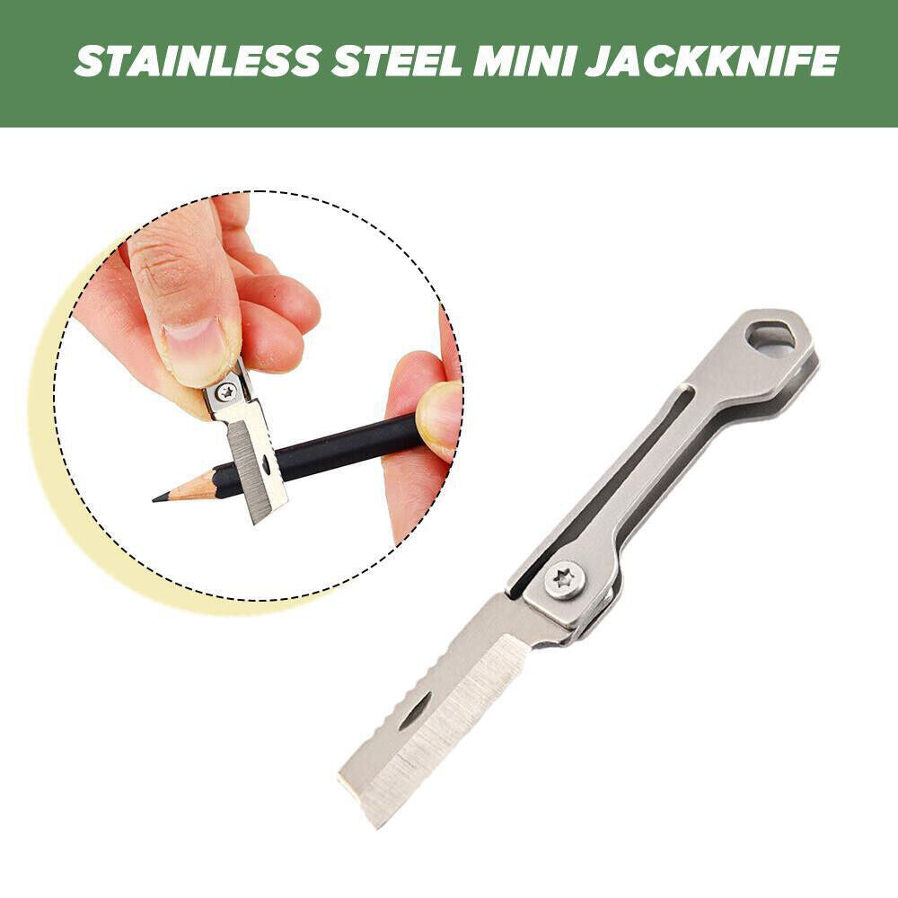 Mini Folding Pocket Knife Keychain Stainless Steel Square Head Blade Knife Tool