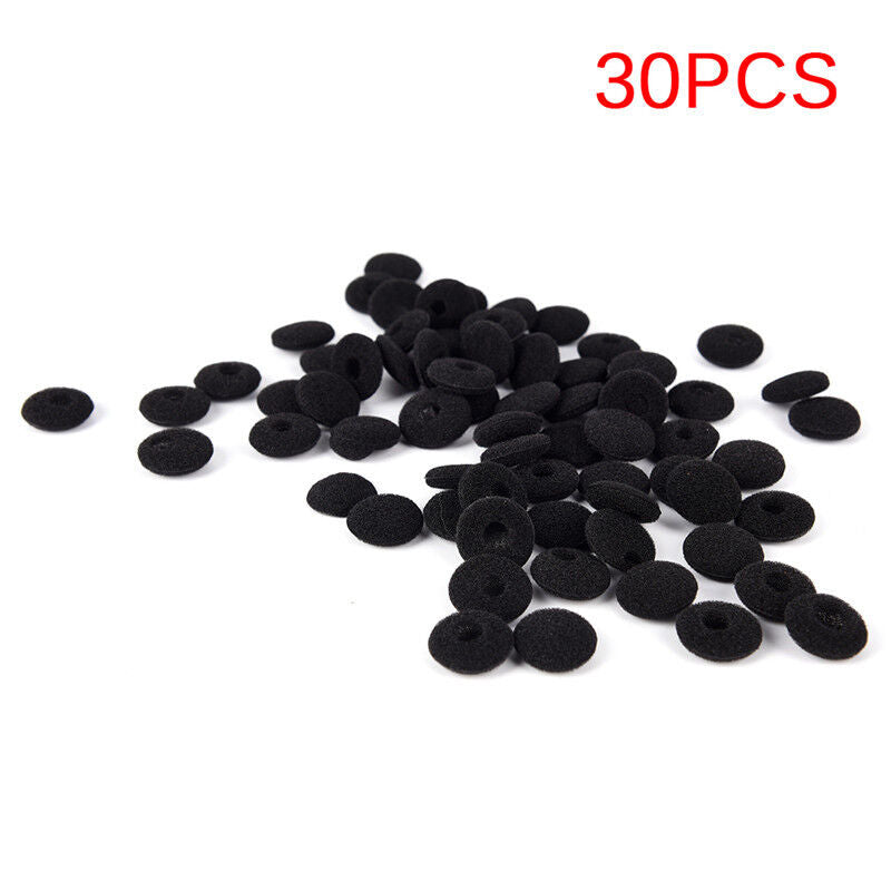 30PCS Black Soft Foam Sponge Ear Pad Earbud Cap For Headphone Earphone Cover&RM