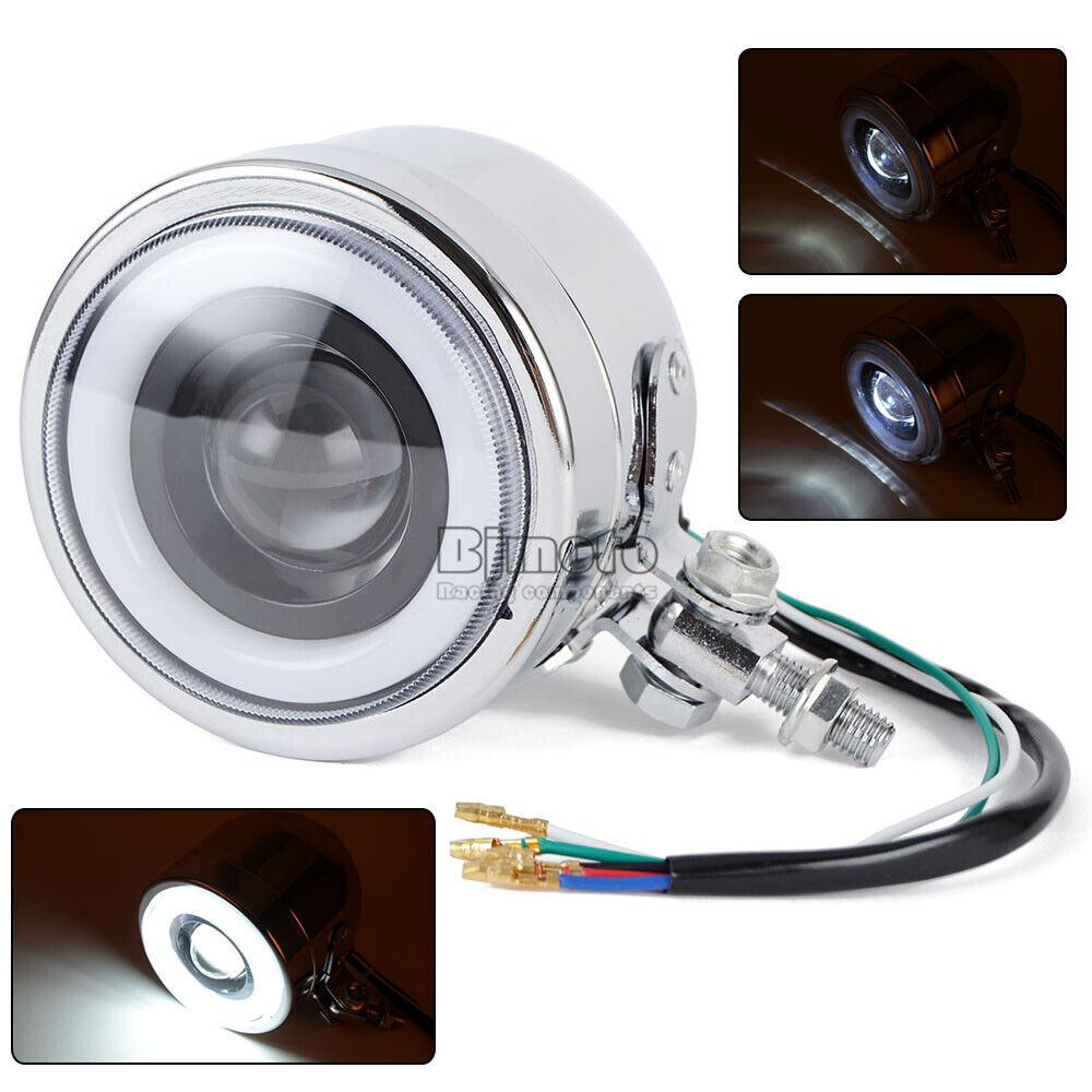 4.5''Inch 4-1/4'' Motorcycle Round LED White Headlight Retro Mount For Harley