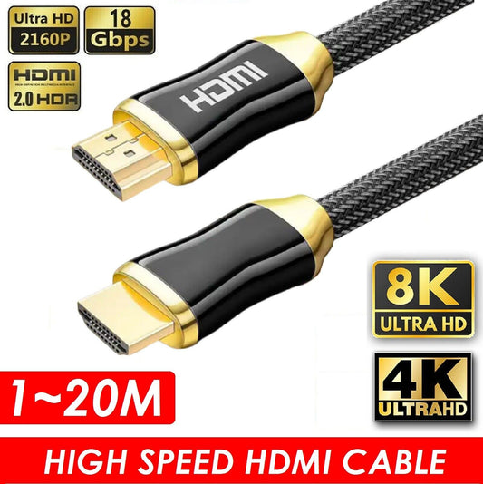 HDMI Cable 20M 15M 10M 8M 5M 3M 2M 1M 8K 4K Ultra HD Cord For HD TV BOX PS5