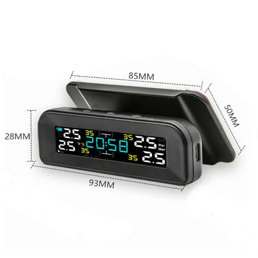 Solar Wireless Car TPMS Tyre Pressure Monitoring System + 4 External Sensors