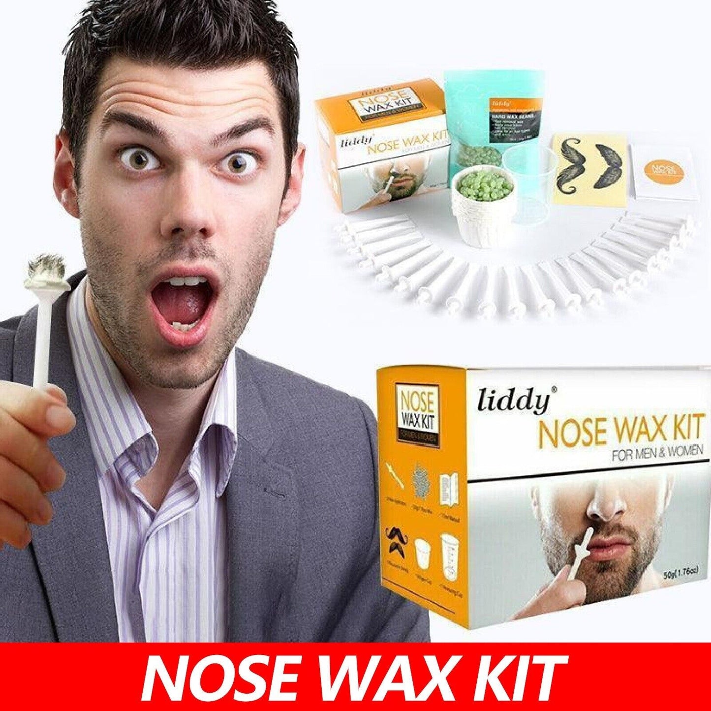 Nose Ear Hair Removal Wax Kit Sticks Painless Easy Mens Nasal Waxing Nose Wax