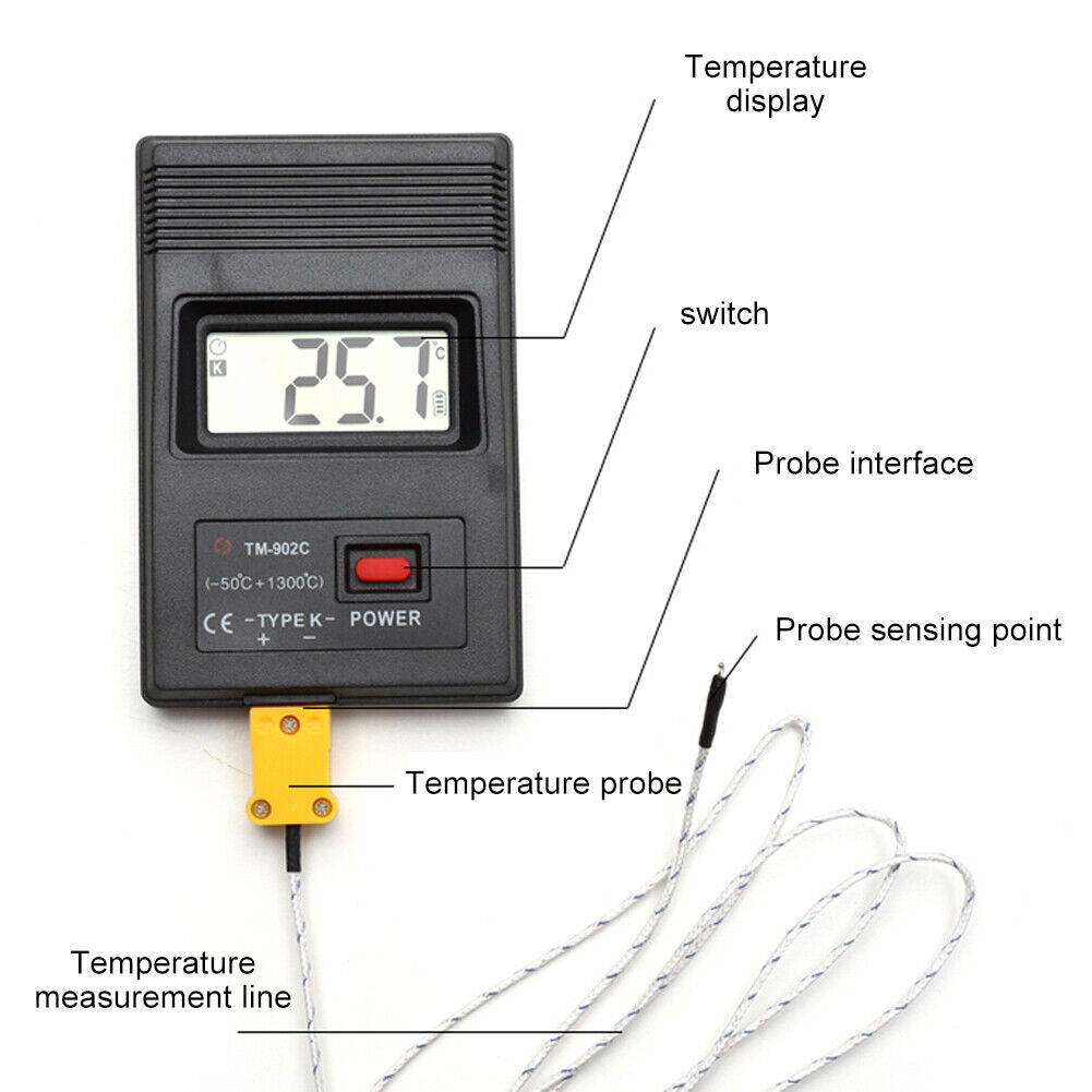 TM-902C Digital K Type LCD Thermometer Thermodetector Meter + Thermocouple