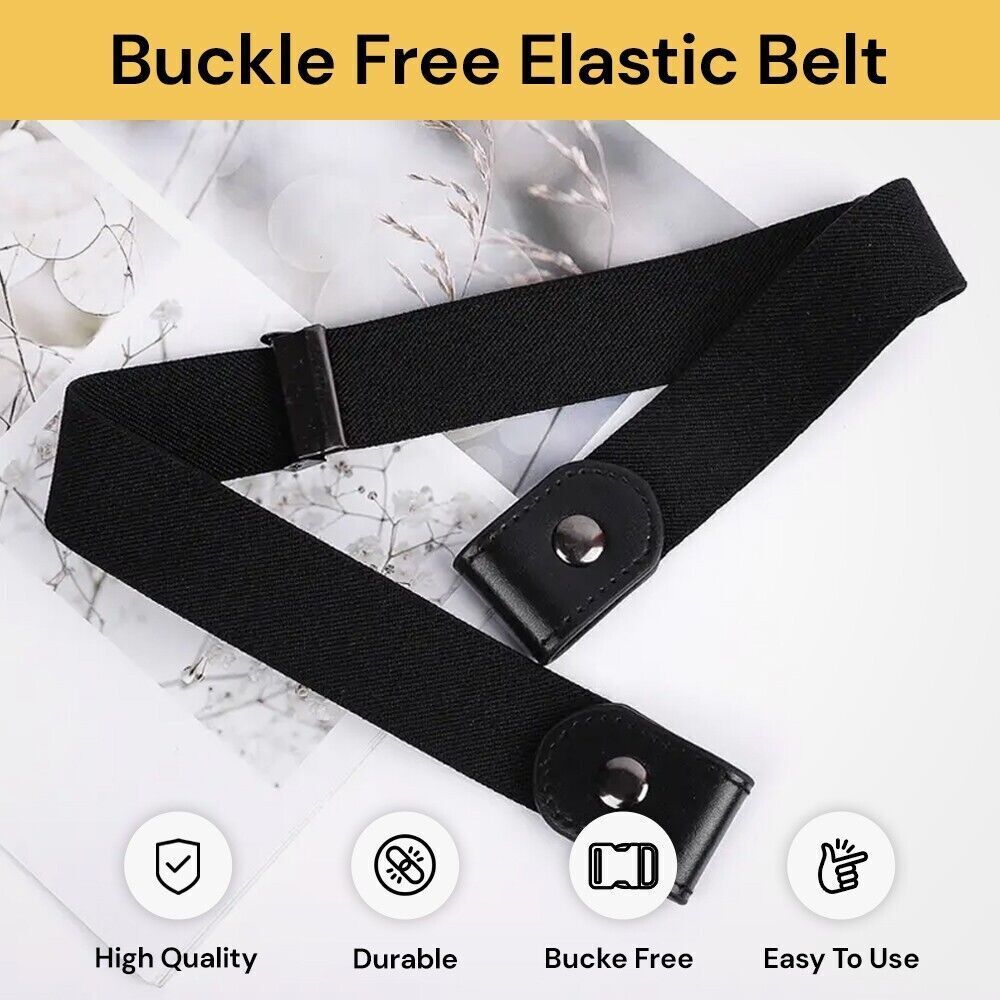 2x Buckle-free Elastic Invisible Comfortable Belt No Bulge Hassle Belts for Jeans