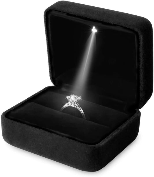 Luxury Ring Box with LED Light Wedding Ring Case Jewelry Gift for Engagement