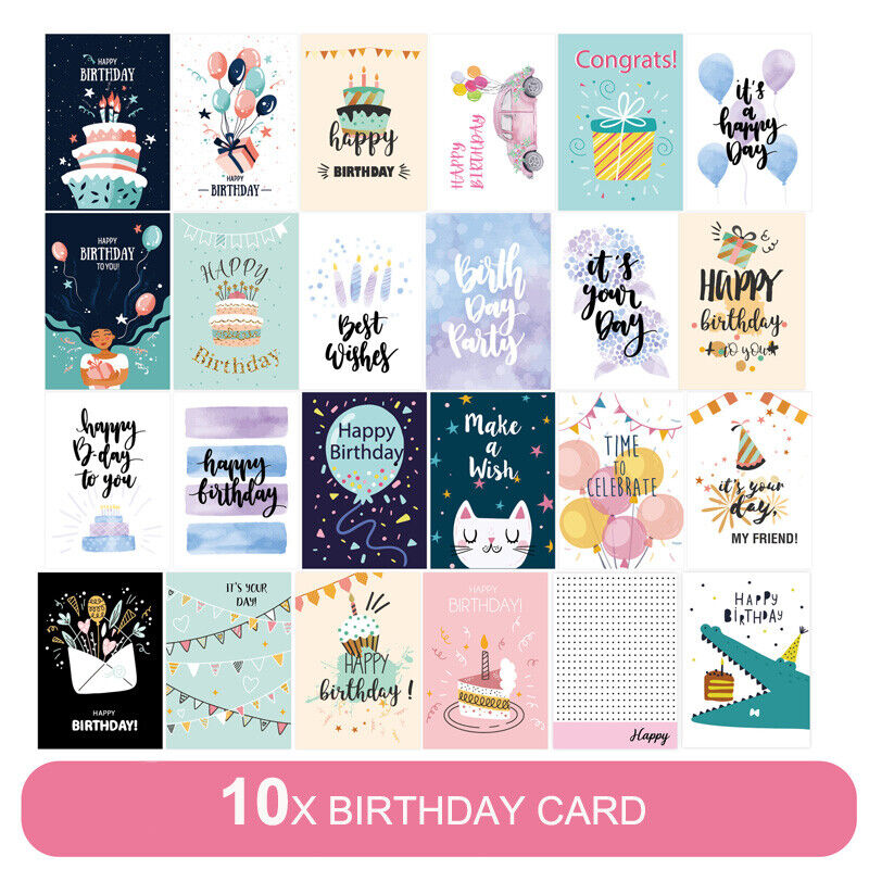 10x BIRTHDAY CARD Premium Bulk Mixed Party Card Birthday Card