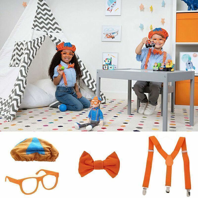 Be Like Blippi Dress up! Role play Costume Hat Glasses Suspenders Bow Tie New