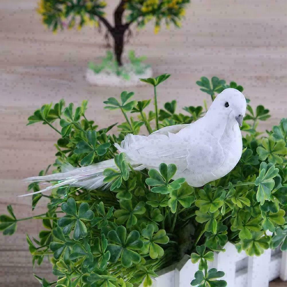 White Doves Feather Artificial Foam Lover Peace Doves Decor S2W0 Bird Home Q7N5