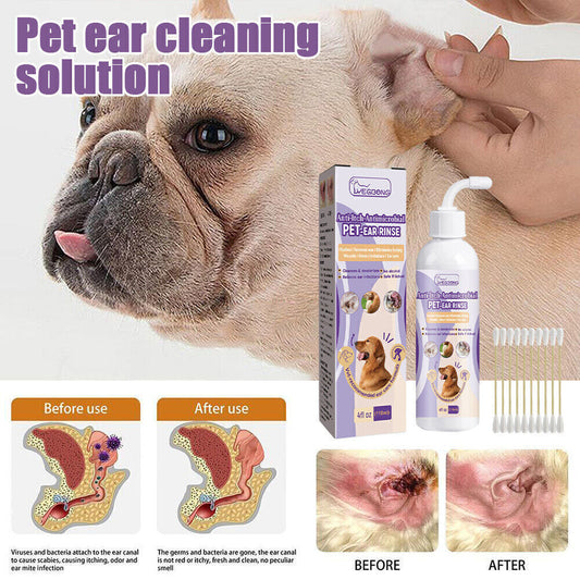 Pet Cat Dog Ear Drops For Infection Control Yeast Itching Wax Ear Mites Cleaner_