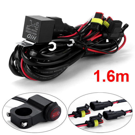 Motorcycle Relay Wiring Harness Kit Switch 2-Lead LED Auxiliary Spot Fog Light