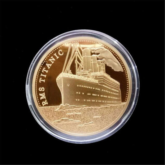 The Voyage of Titanic Commemorative Coin Gold Clad Medal Ship Map Souvenir Gifts