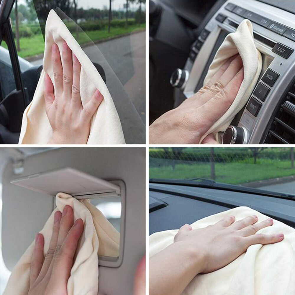 2X Large Natural Chamois Real Leather Washing Absorbent Towel Car Cleaning Cloth