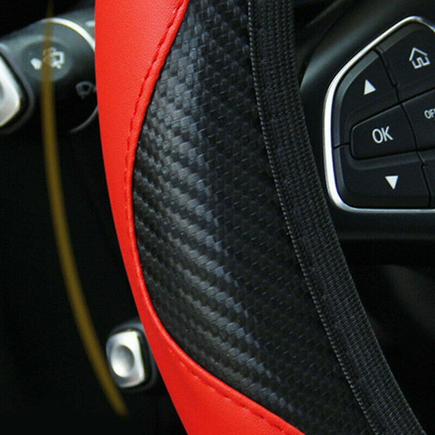 Red Car Microfiber Leather Steering Wheel Cover 38cm Universal Accessories