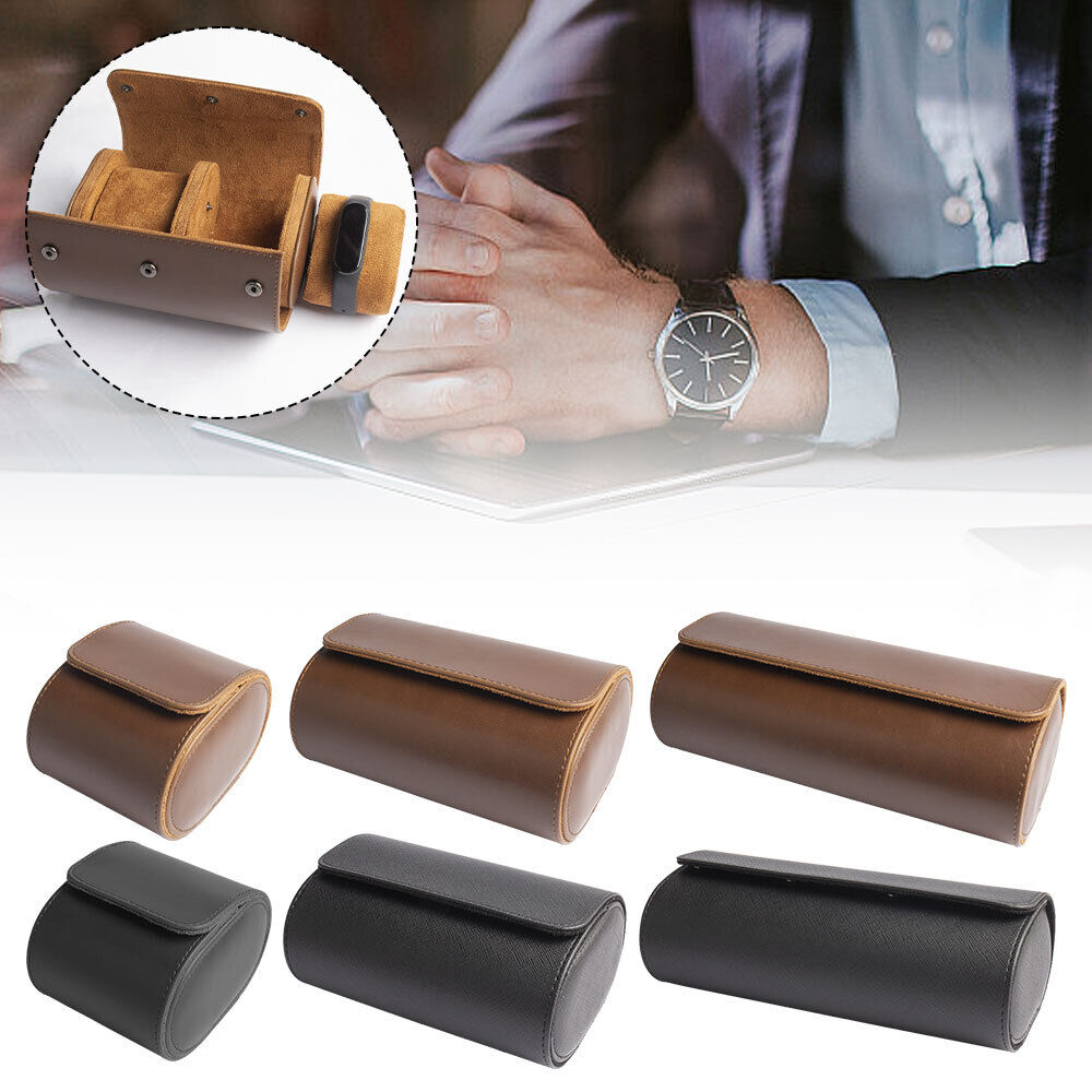 Portable Travel Watch Storage Box Leather Watch Roll Display Case Watch Box #T