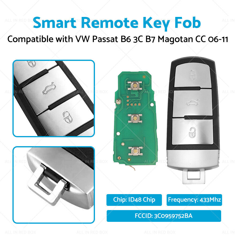 Smart Remote Key Fob 3C0959752BA Suitable ForVW Passat B6 3C B7 Magotan CC 06-11