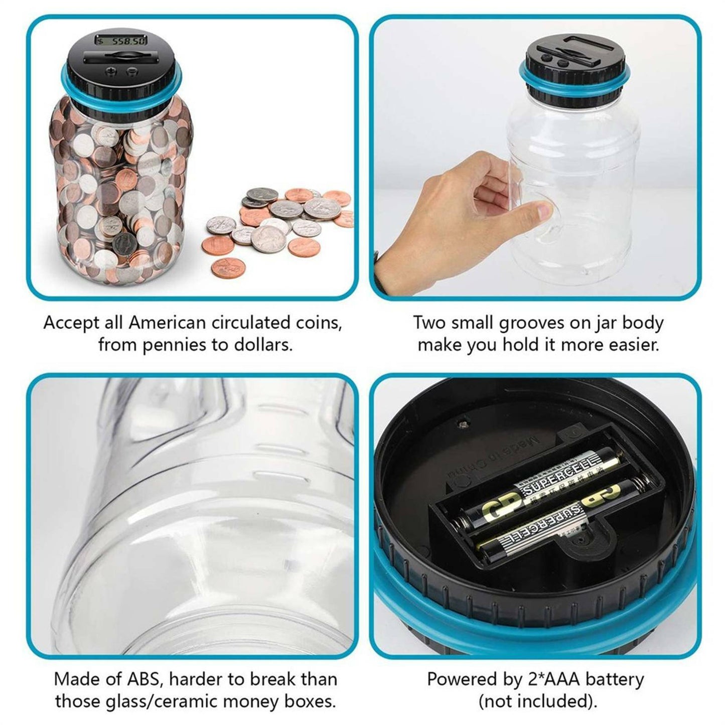 Coin Counting Money Jar Digital LCD Display OZ Coins Piggy Bank Box