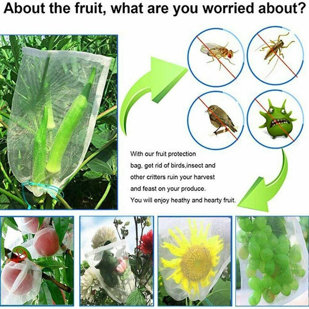 30Pcs Fruit Net Bags Agriculture Garden Vegetable Protection Mesh Insect Proof