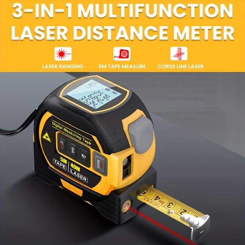 3 in 1 Digital Laser Measurer Tape Distance Meter Measuring Tool Range Finder