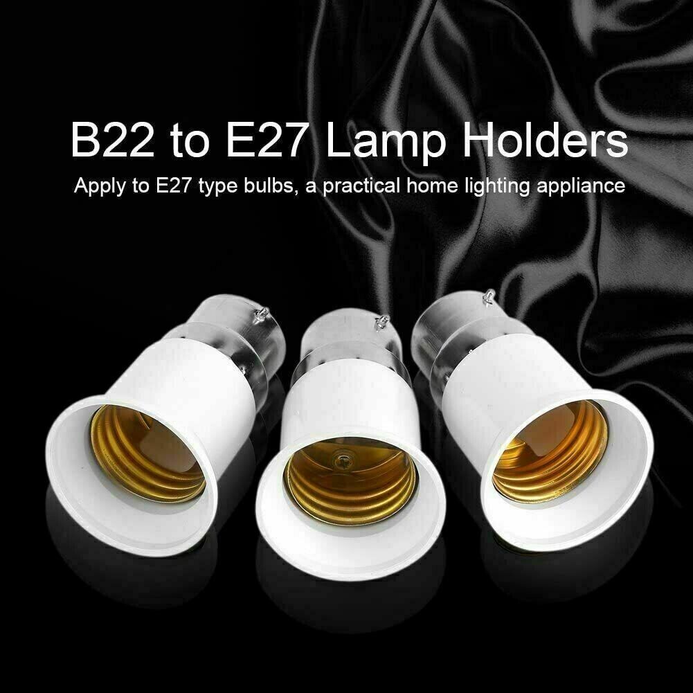 4x B22 To E27 Light Socket Adapter Bayonet Lamp Base To Edison E27 Bulb Screw