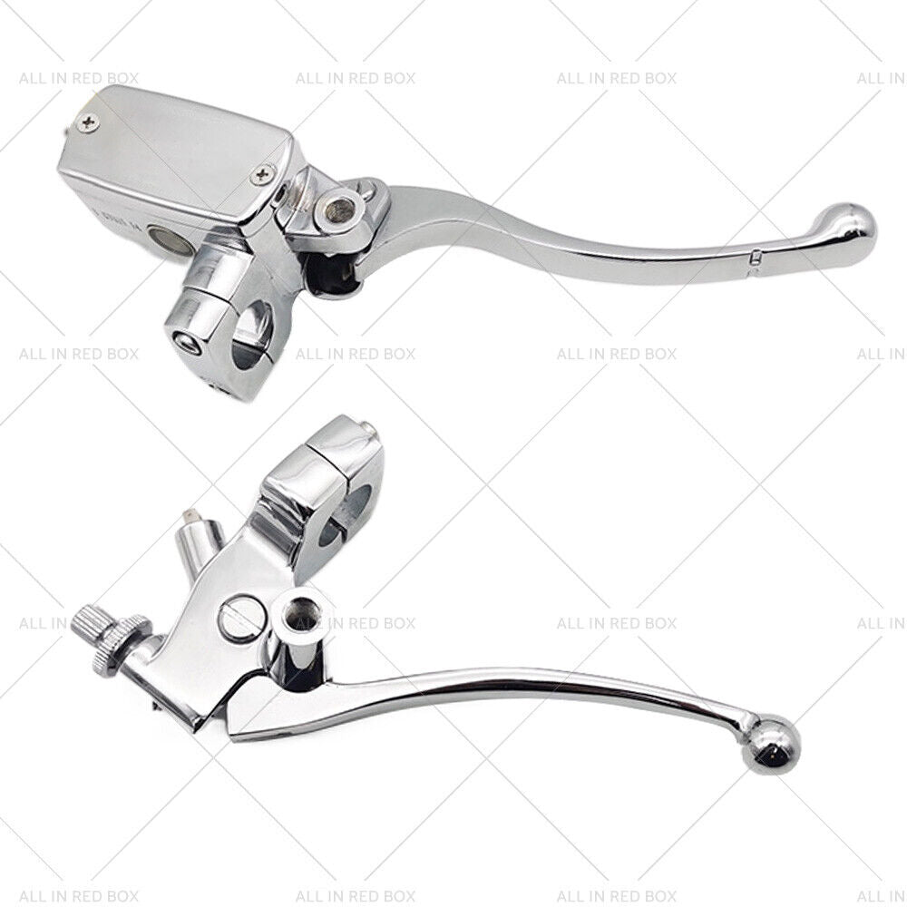 1" Chrome Motorcycle Handlebar Hydraulic Brake Master Cylinder & Clutch Lever