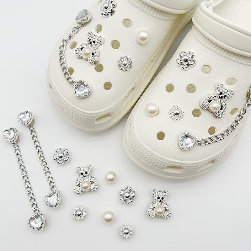 Rhinestone Faux Pearl Girl Shoes Charms Bling For Croc Shoe DIY Accessories