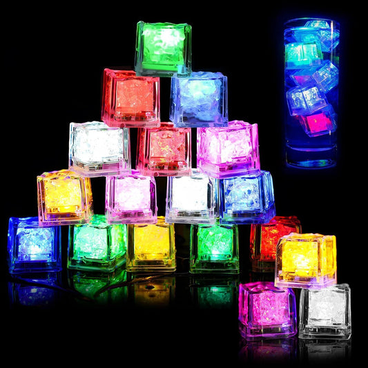 LED Light Up Glowing Flashing Ice Cubes Liquid Activated for Club Bar Party Deco