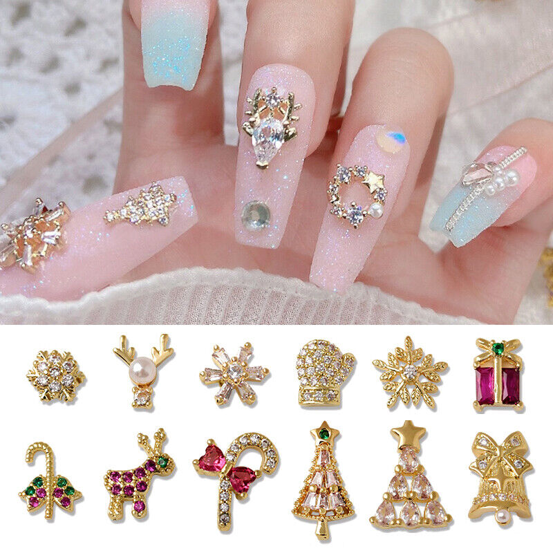 3D Luxury Nails Charms Christmas Glitter Jewelry Gift Art Rhinestones Decor