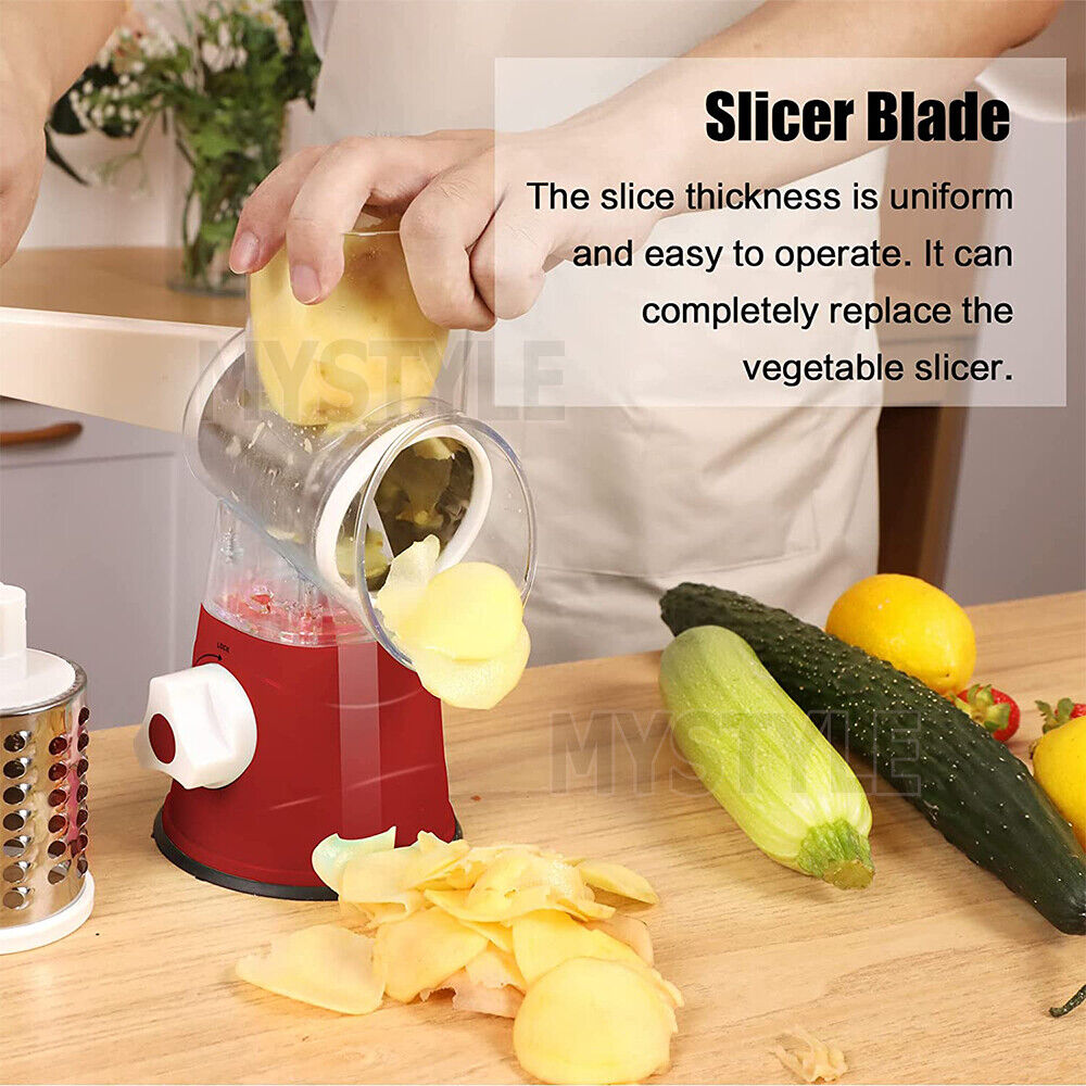 Kitchen Vegetable Food Manual Rotary Drum Grater Chopper Slicer Fruit Cutter