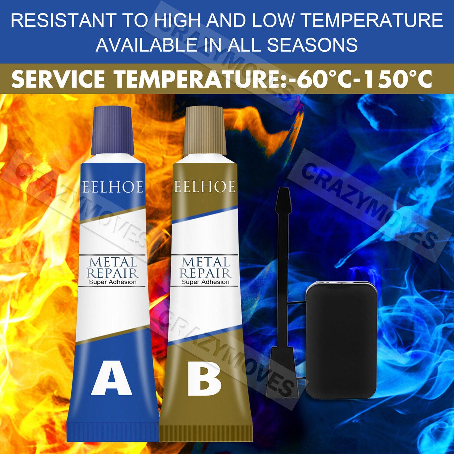 Industrial HEAT Resistance Cold Weld Auto Metal Repair Paste Adhesive Gel VIC