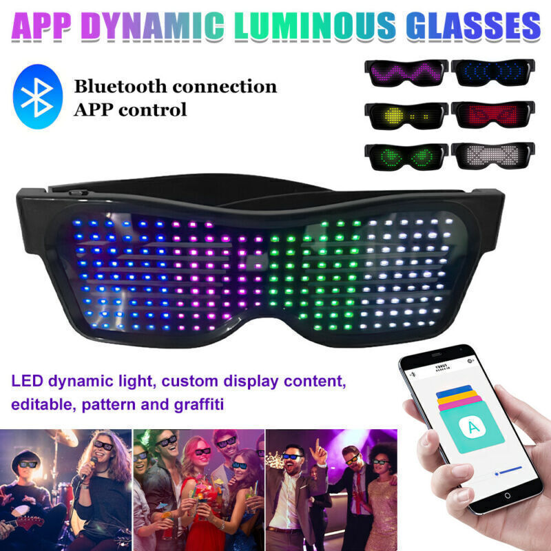 Luminous Glasses LED Light Up Visor Eyeglasses for Costume Neon DJ Rechargeable