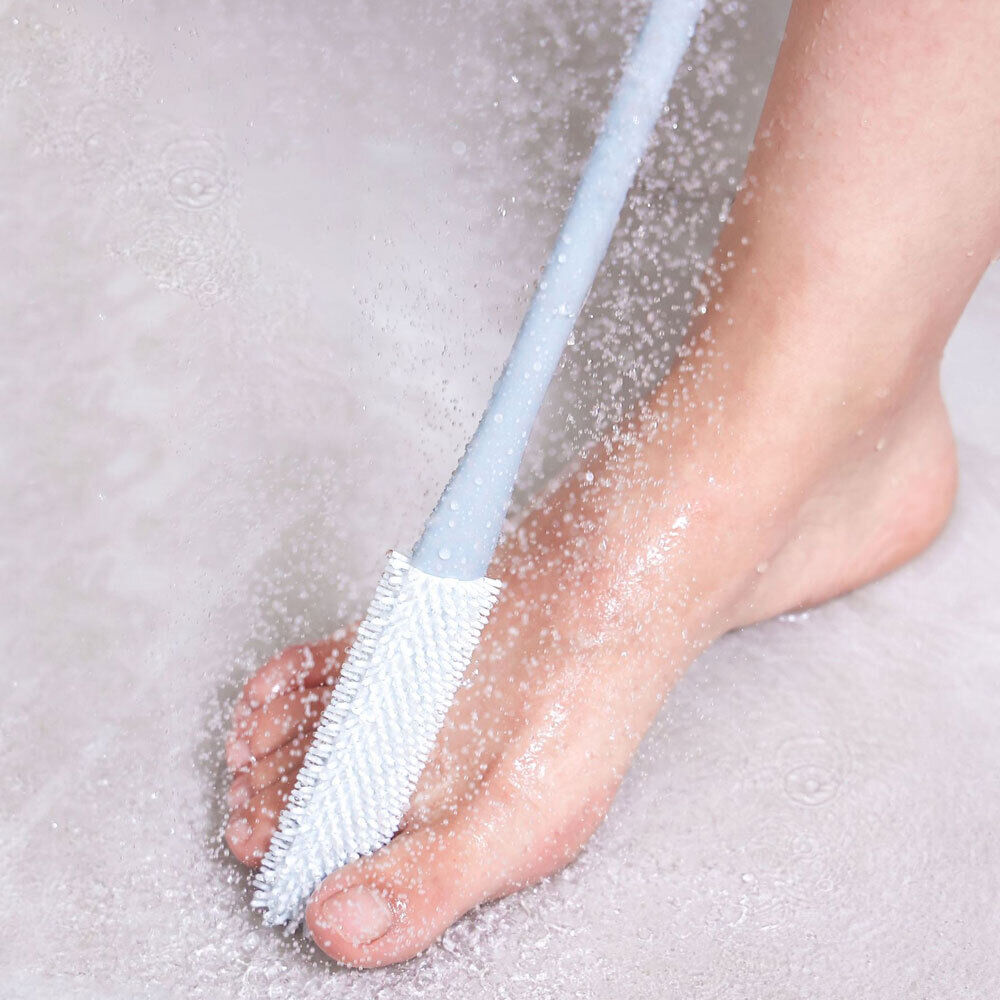 Toe Gap Cleaning Brush, Foot Scrubber in Shower, Long Handle Silicone Foot Brush