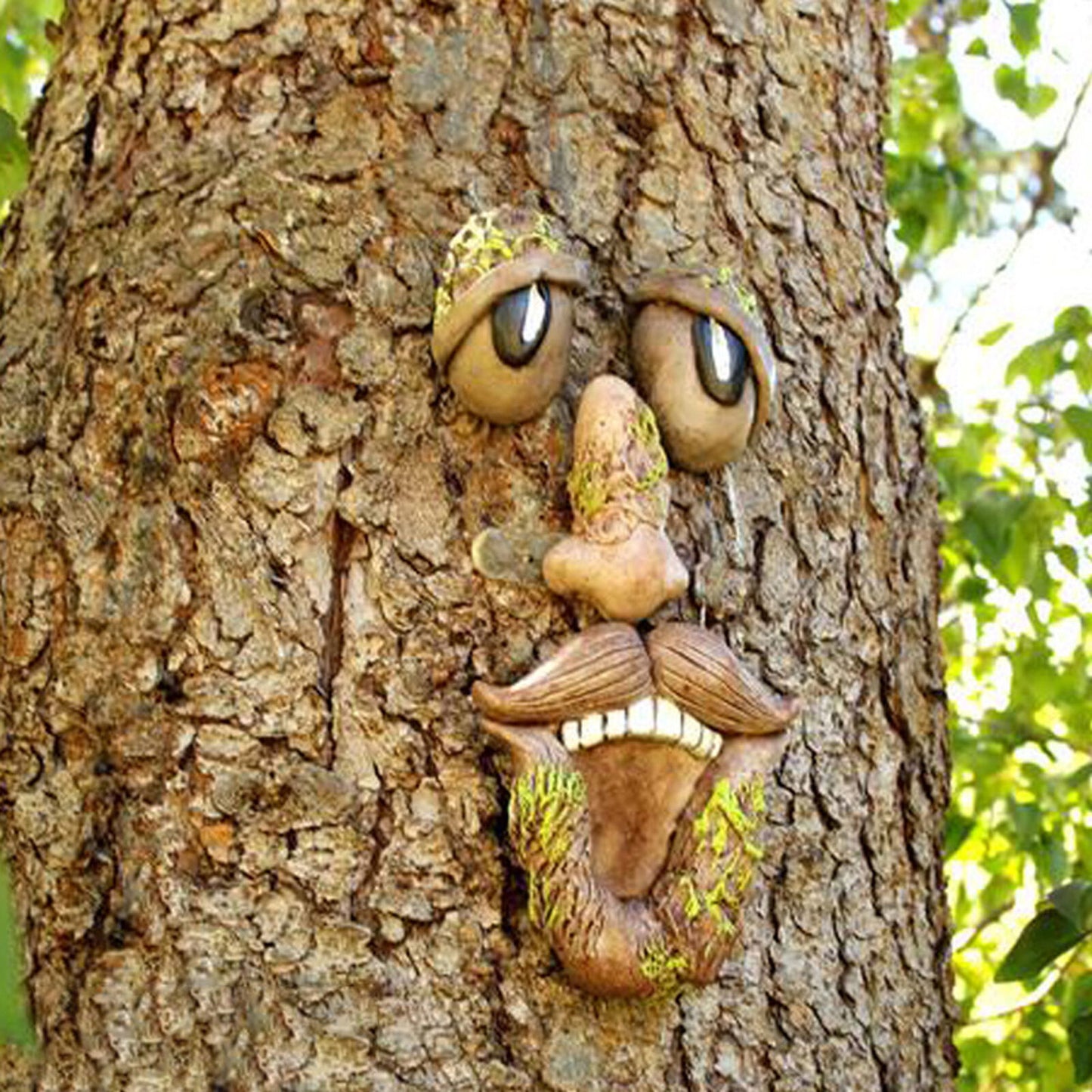 Old Man Tree Hugger Garden Peeker Yard Outdoor Sculpture Whimsical Face Decor