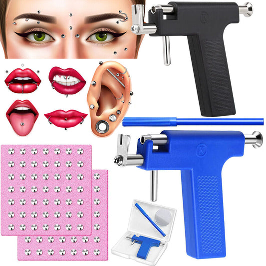 Professional Ear Piercing Gun Body Nose Navel Tool Kit Jewelry with 98 Studs DIY