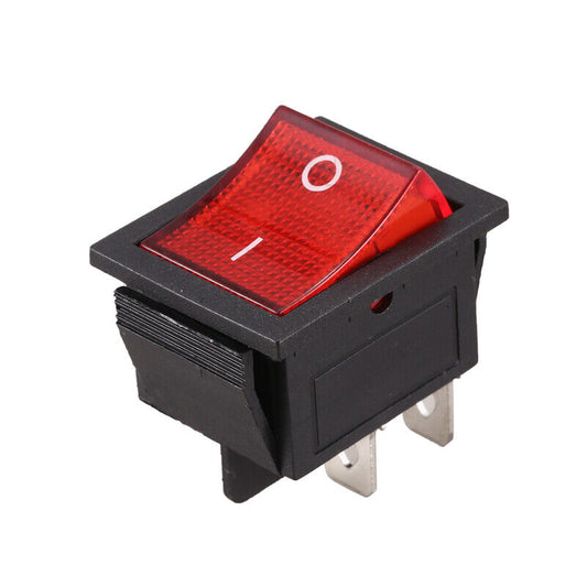 Red Light Illuminated 4 Pin DPST ON/OFF Snap in Rocker Switch 16A 20A 250V AC