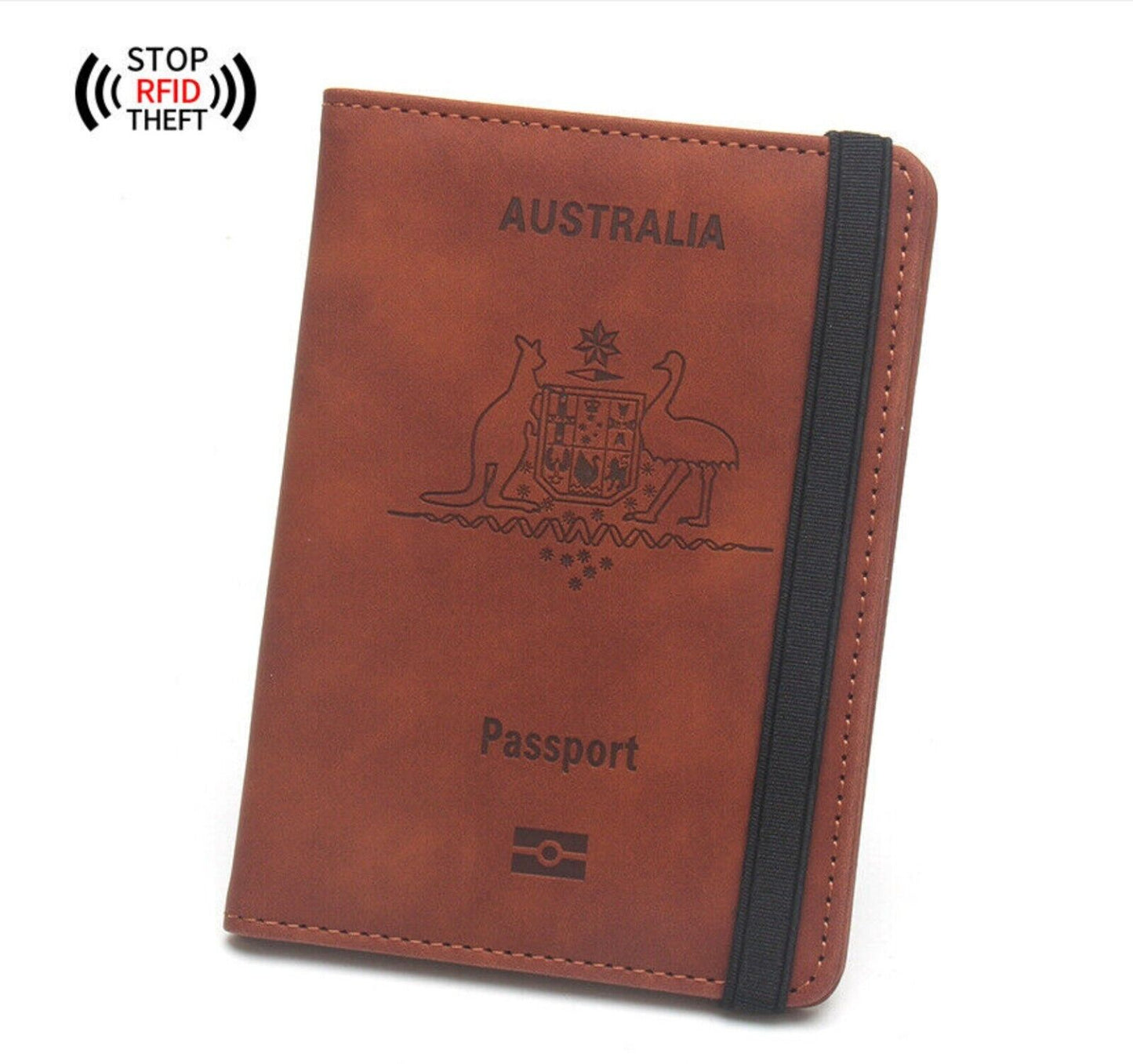 Travel Passport ID Wallet Holder Cover RFID Blocking Card Case Leather Brown