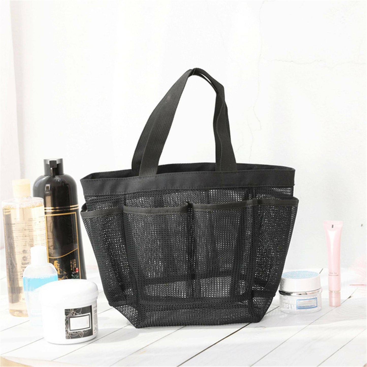 Mesh Shower Bag Caddy 8 Pocket Bathroom Tote Toiletry Bath Organizer Portable