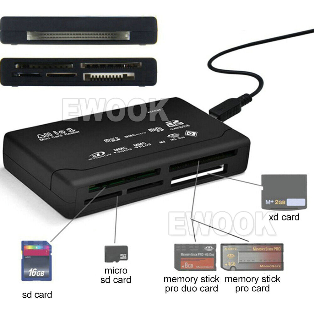 USB 2.0 All in One Multi Memory Card Reader CF SD SDHC MS TF M2 XD MMC