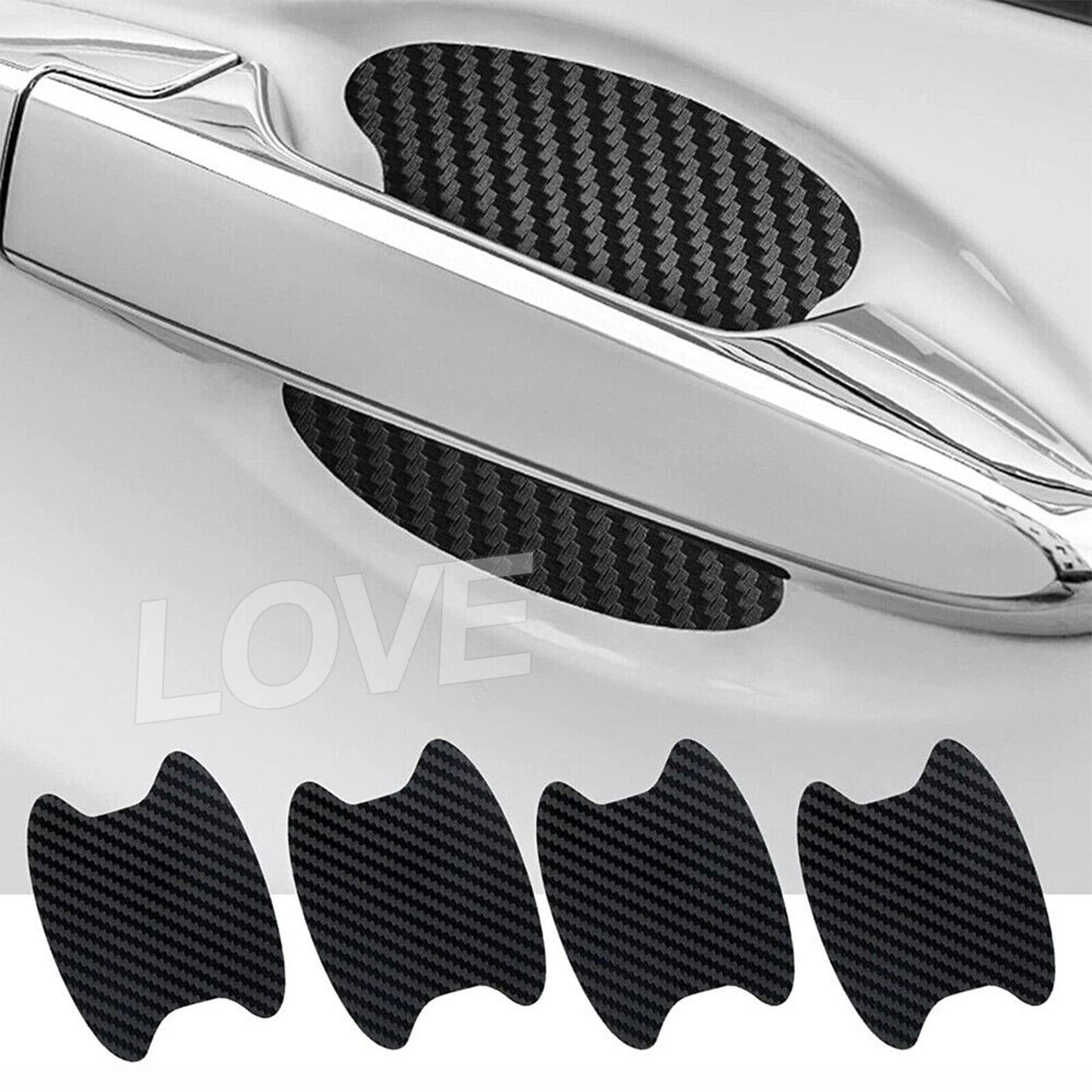 4× Carbon Fiber Door Handle Anti-Scratch Protector Film Stickers Car Accessories