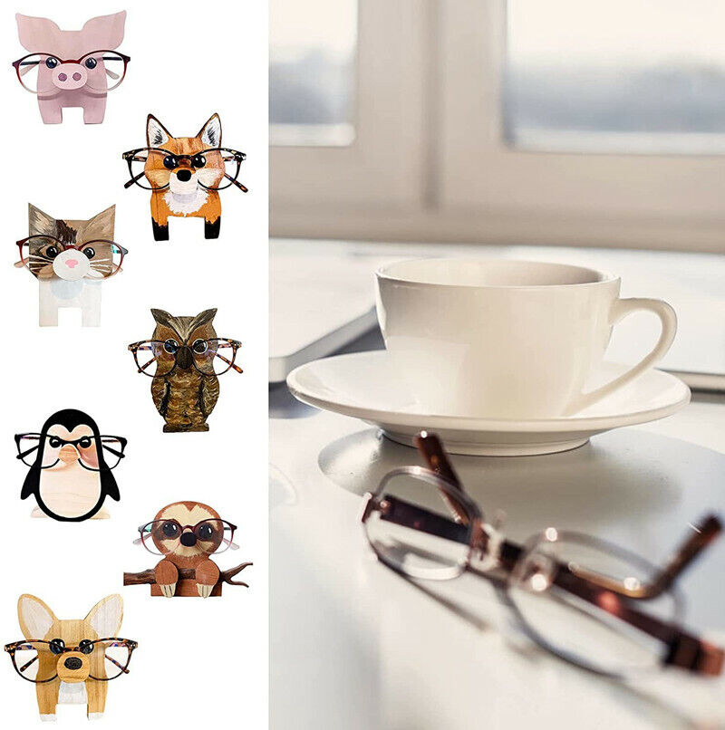 Glasses Stand Christmas Gift Cute Pet Wooden Ornament For Desktop Decor Gift