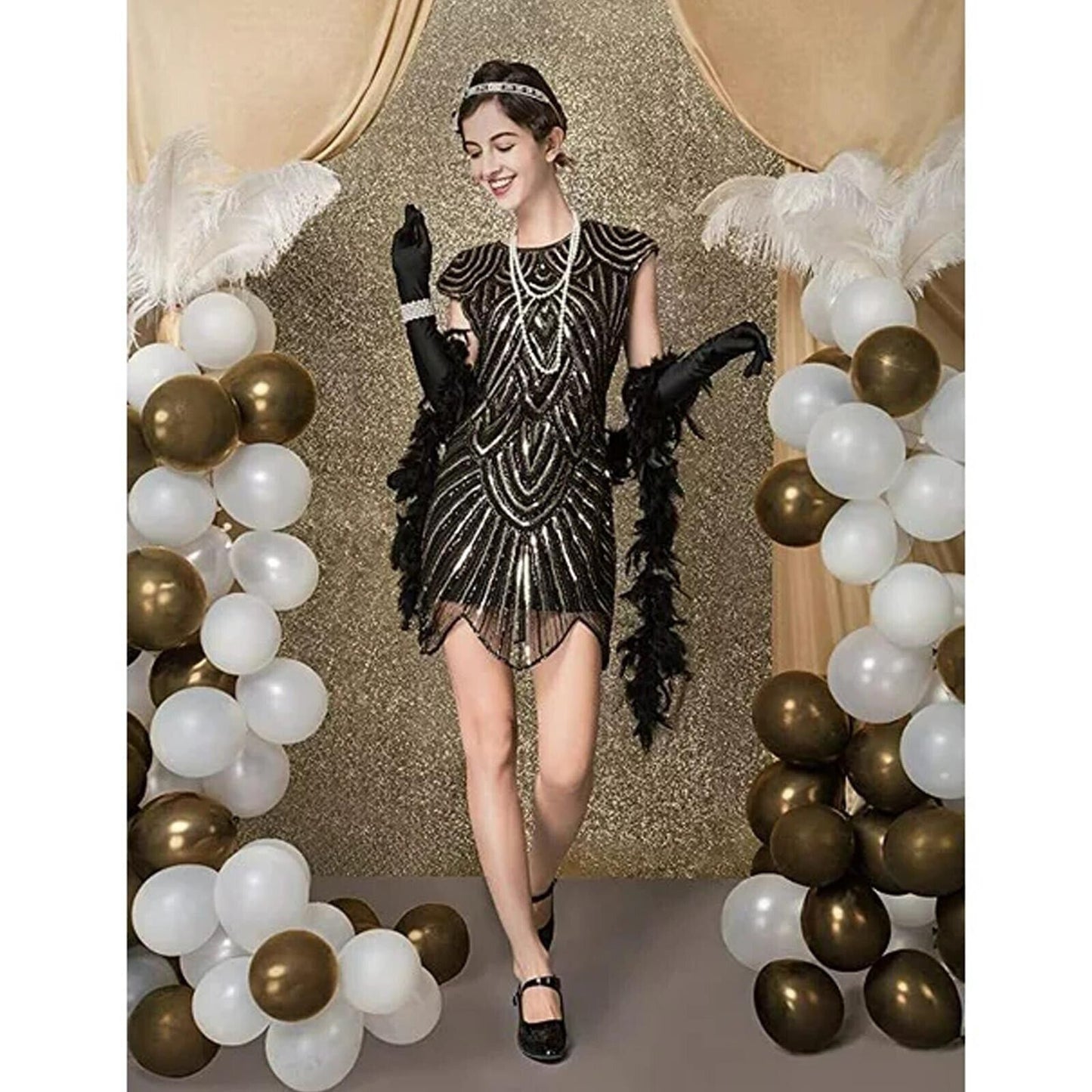 Women 1920'S Great Gatsby Accessories Kit Fancy Dress Costume Flapper Headpiece