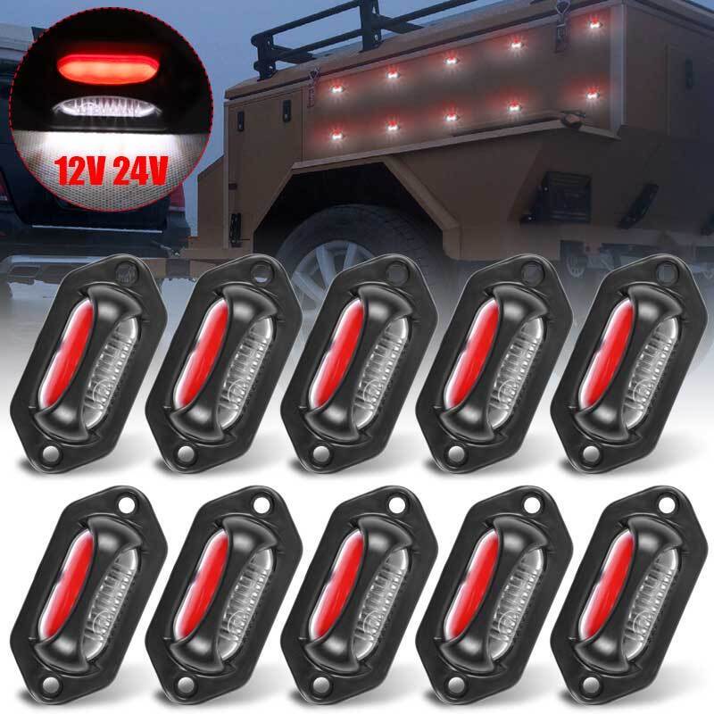 10x White Red LED License Number Plate Lights Truck Trailer Van Caravan 12V 24V