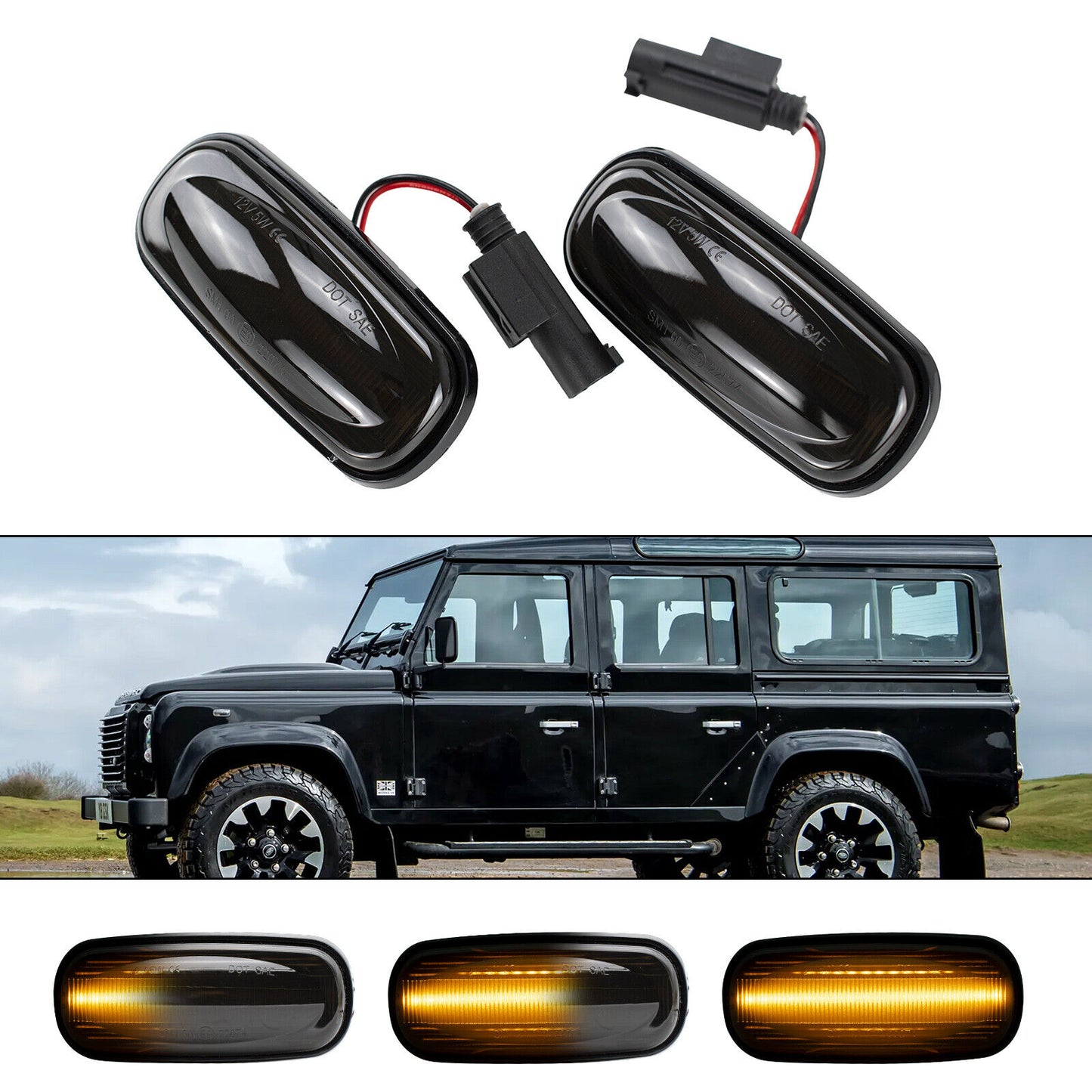 for Land Rover,Discovery Defender Signal Indicator Light Lamp Smoked Side Marker