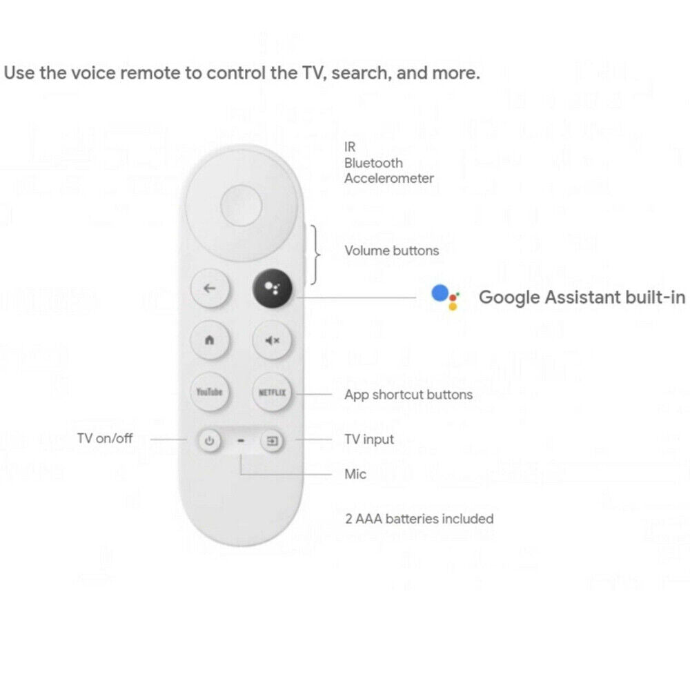 New Replace G9N9N For Chromecast 4K Google TV Voice Bluetooth IR Remote Control