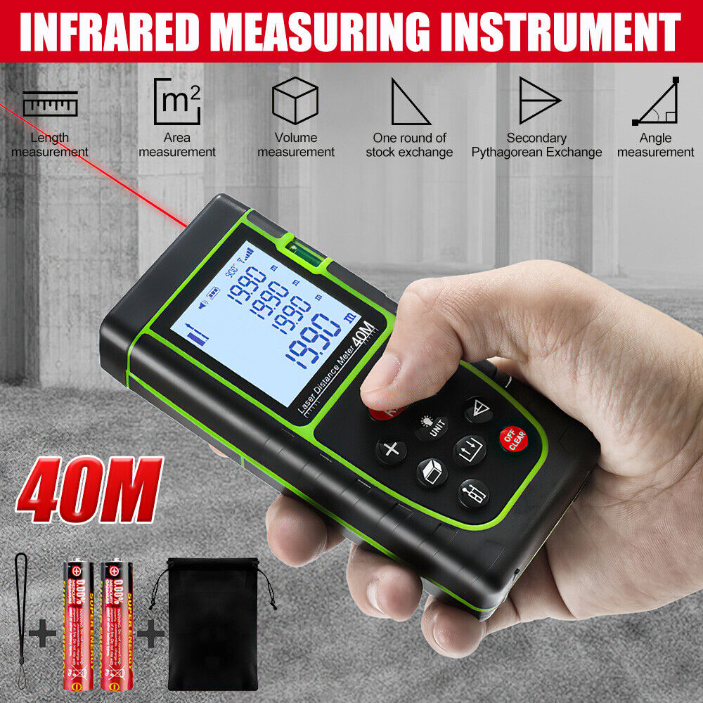 Laser Point Measure Distance Meter Range Finder 40m 130FT Handheld Digital Tool