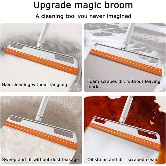 Floor Squeegee 56in Household Broom with 4 Removable Poles 180-Degree WanEm