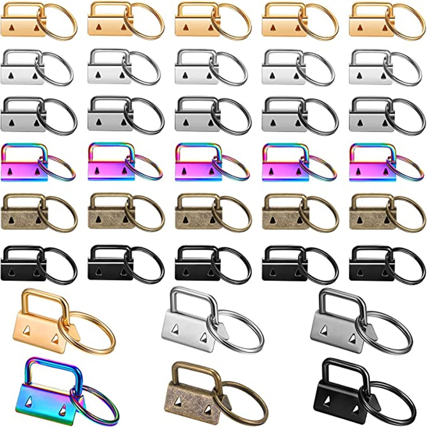 60Pcs DIY Craft Key Fob Keychain Hardware With Pliers Wristlets Tail Clip Gifts