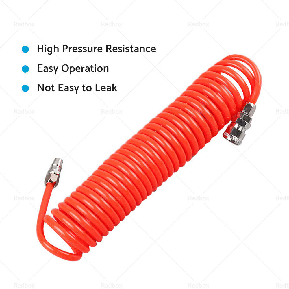 6m Coil Air Compressor Hose Recoil Hose 5mm x 8mm PU with Nitto Style Fittings