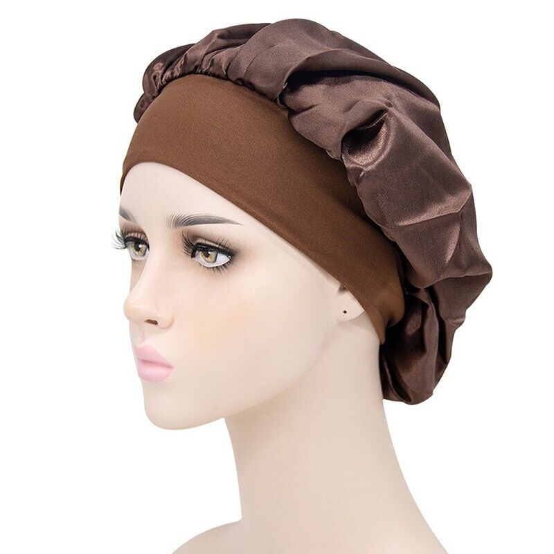 Sleeping Bonnet Hair Wrap Silk Satin Cap Women Elastic Night Soft Hat Headwear