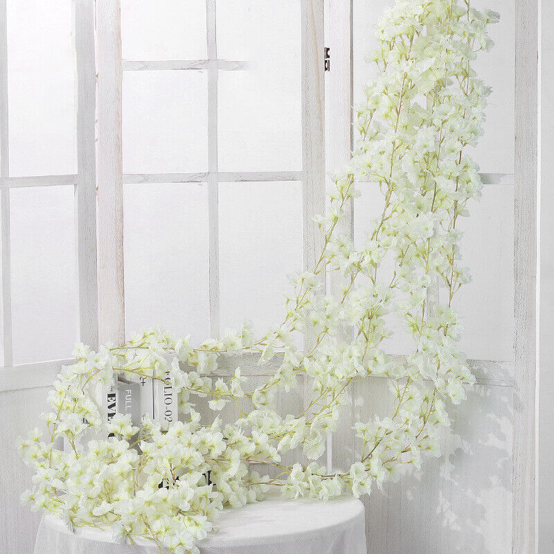 Artificial Cherry Rattan Blossom Flower Garland Vine Hang Wedding Garden Decor